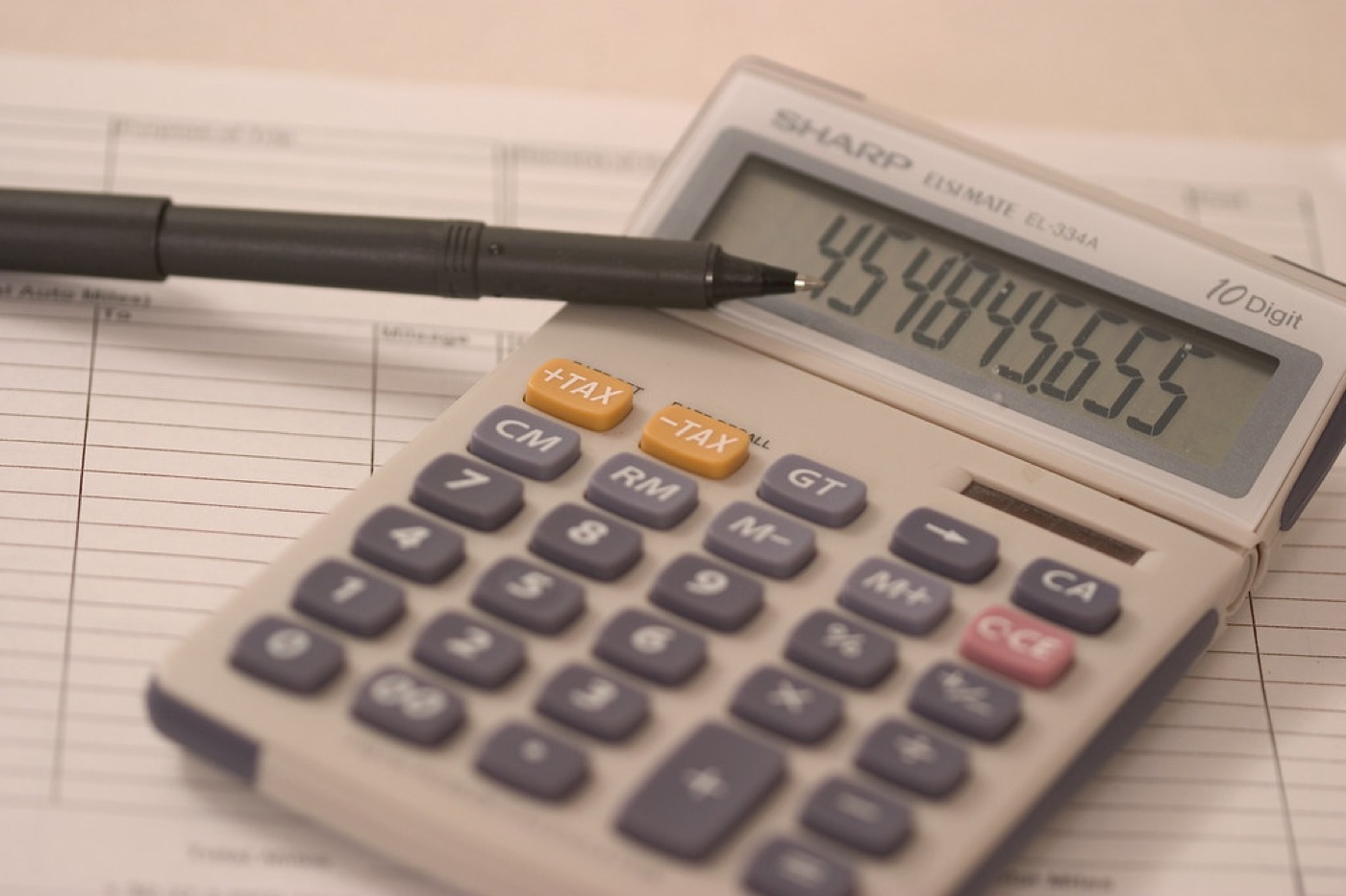 A calculator on a paper ledger
