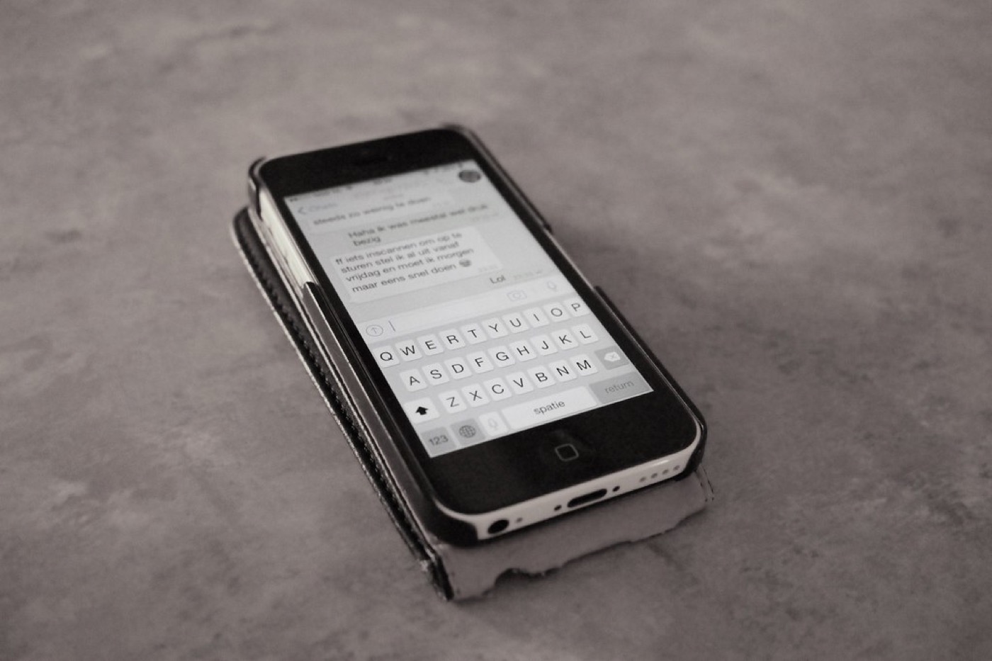 A phone showing a chat conversation